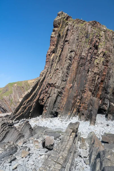 Estrutura única de rochas no Hartland Quay em North Devon — Fotografia de Stock