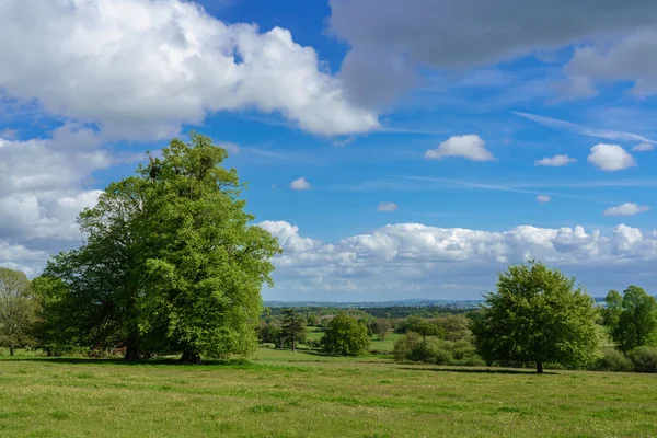 Escena a través de tierras de cultivo en Herefordshire en el Reino Unido — Foto de Stock