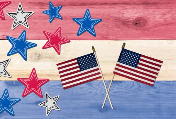 EUA cores da bandeira com estrelas e bandeiras para o dia da independência — Fotografia de Stock