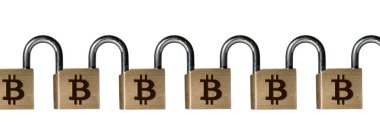 Blockchain göstermek için pirinç asma kilit Zinciri