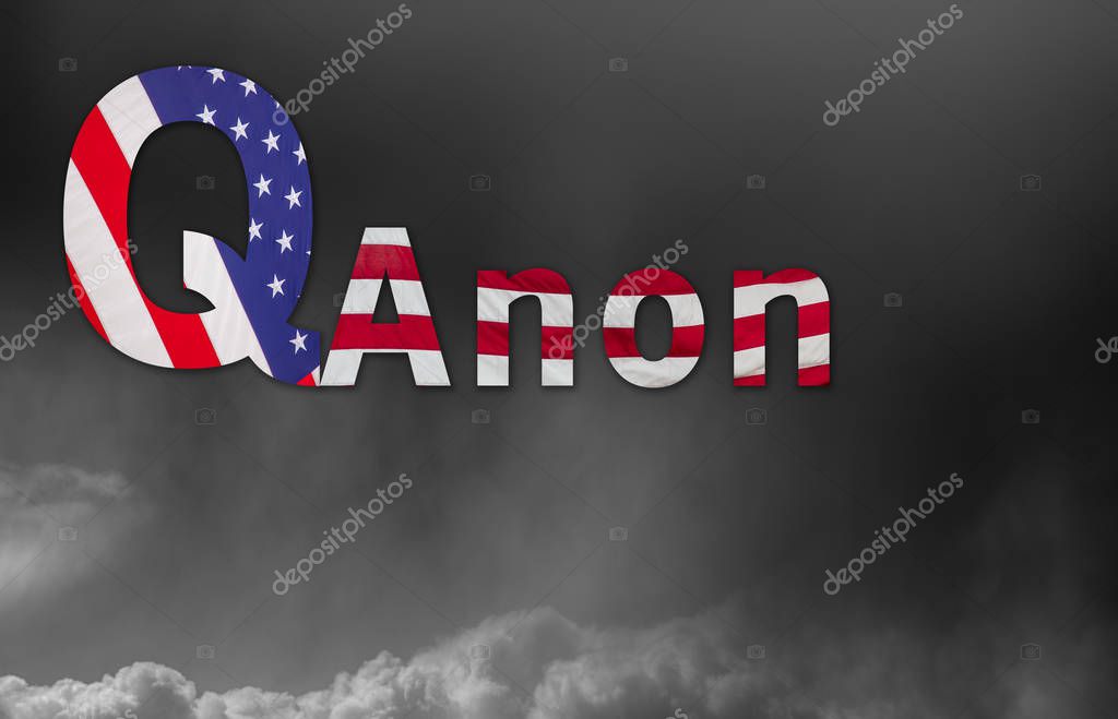 Concept background illustration for QAnon or Q Anon, a deep state conspiracy theory