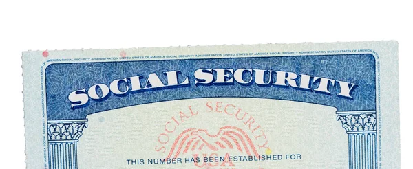Karta ubezpieczenia społecznego USA na białym tle biały — Zdjęcie stockowe