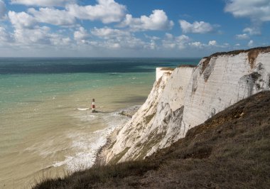 Rüzgarlı bir gün Beachy Head deniz feneri