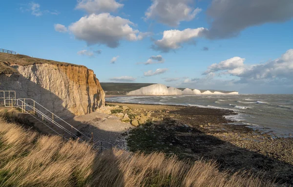 Seven Sisters chalk cliffs on stormy day — Stock Photo, Image