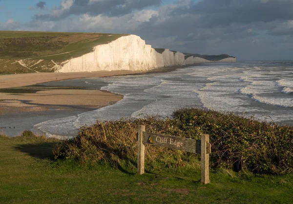 Seven Sisters chalk cliffs on stormy day — Stock Photo, Image