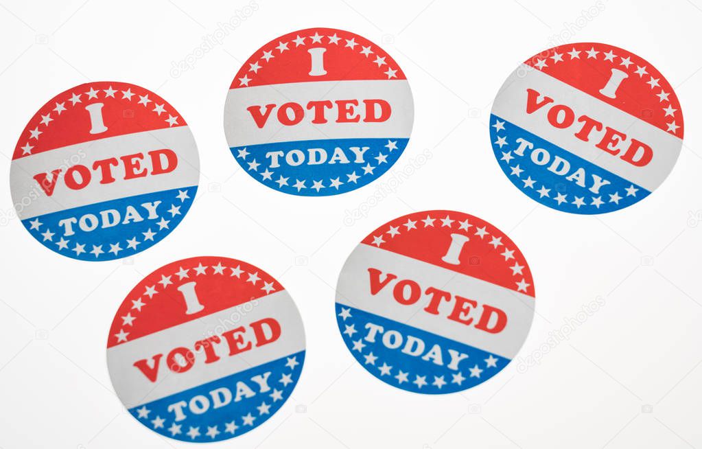 I Voted Today paper stickers on white background