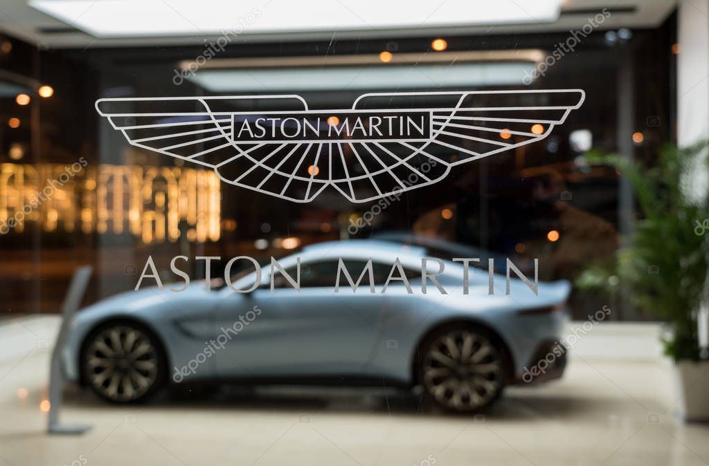 BEIJING, CHINA - 16 OCTOBER 2018: Aston Martin showroom in Beijing showing new Vantage model