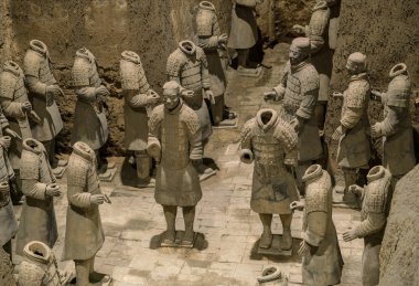 Terracotta Army warriors buried in Emperor tomb outside Xian China clipart