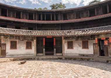 Tulou toplulukların Huaan Unesco Dünya Mirası sit alanı, üst katlarda
