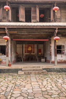 Tulou toplulukların Huaan Unesco Dünya Mirası sit alanı, üst katlarda