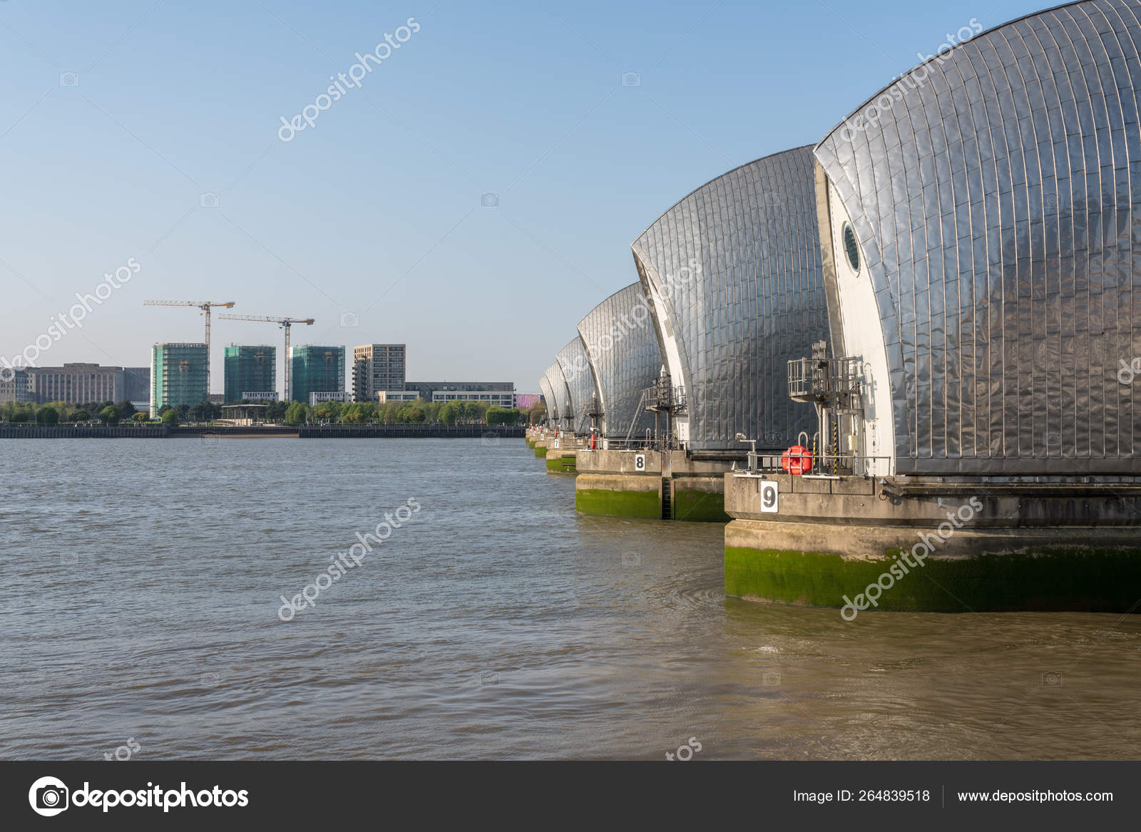 Thames Barrier Across River In Greenwich Stock Photo C Steveheap