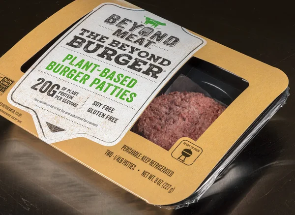 Beyond Meat plant based burger package of two patties — Stock Photo, Image