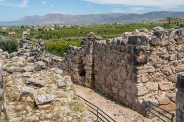 Peloponnese Yunanistan 'da Tiryns antik Yunan tarihi site