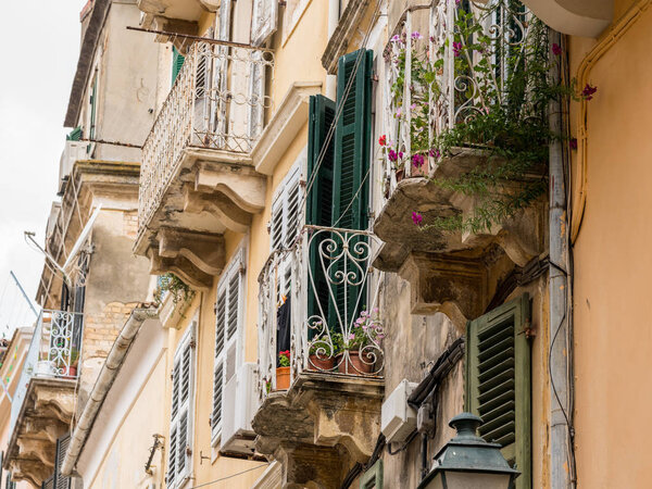 Old house near Liston Plaza in Old Town Corfu