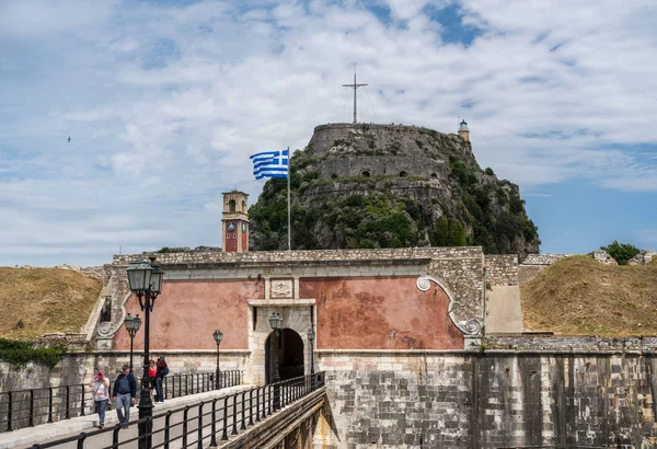 Old Fortress of Corfu on promontory by old town — Stock Photo, Image