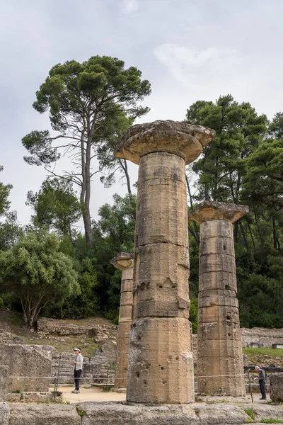 Tempel van Hera op de plaats van de eerste Olympische spelen bij Olympia in Griekenland — Stockfoto