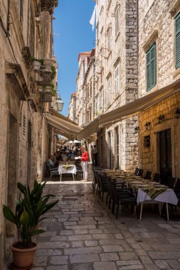 Dubrovnik eski şehir sokak kafe veya restoran