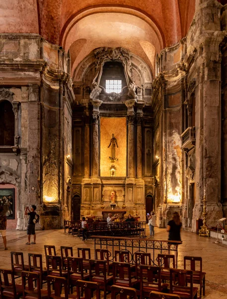 Interior of Sao Domingos church in Lisbon, damaged in fire in 1959