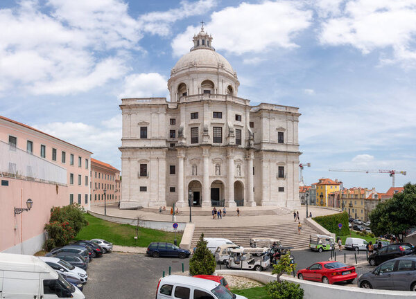 Tourists visit the National Pantheon in Alfama district of Lisbon