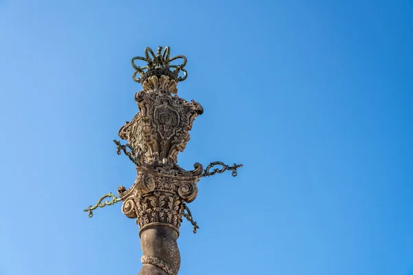 Détail de la colonne de pilori sculptée par la cathédrale de Porto — Photo