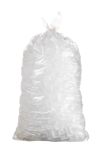 Isolated shot of bag of ice against a white background — Stock Photo, Image