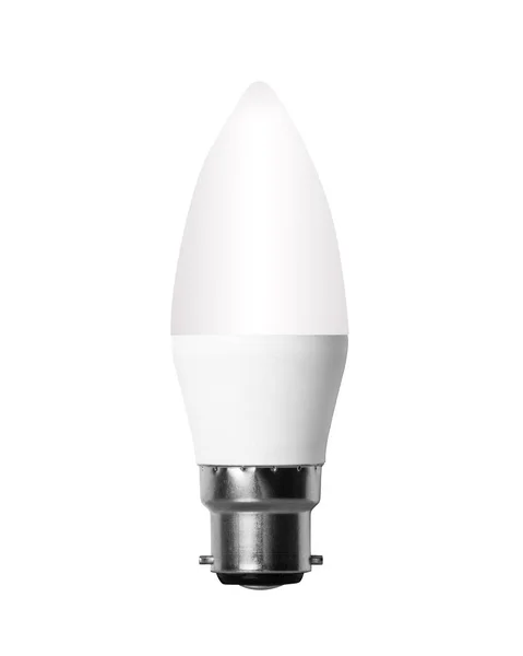 Isolated LED candle bulb with bayonet connector for UK style lamps — Stock Photo, Image