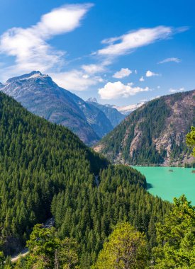 Overlook of Diablo Lake in North Cascades National Park from summit of Thunder Knob trail