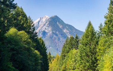 North Cascades National Park with Crater Mountain visible in the valley in Washington State