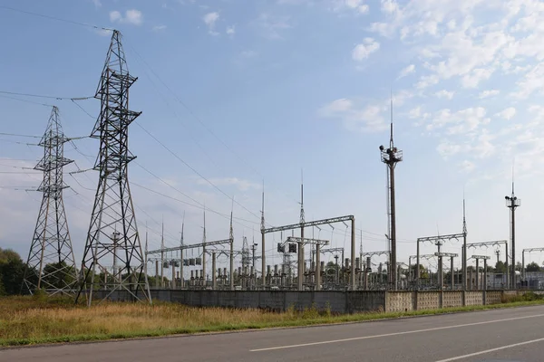 Electric Substation Power Lines Transformers — Stock Photo, Image