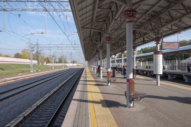 Tren İstasyonu Vladykino. Moskova, Rusya, 7 Ekim 2018
