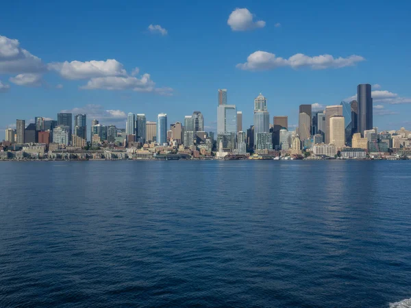 Front Mer Seattle Depuis Ferry Île Bainbridge Approche Terminal Ferry — Photo