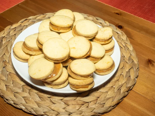 Traditionelle Alfajores Argentinien Peru Und Uruguay Bestehen Aus Zwei Runden — Stockfoto