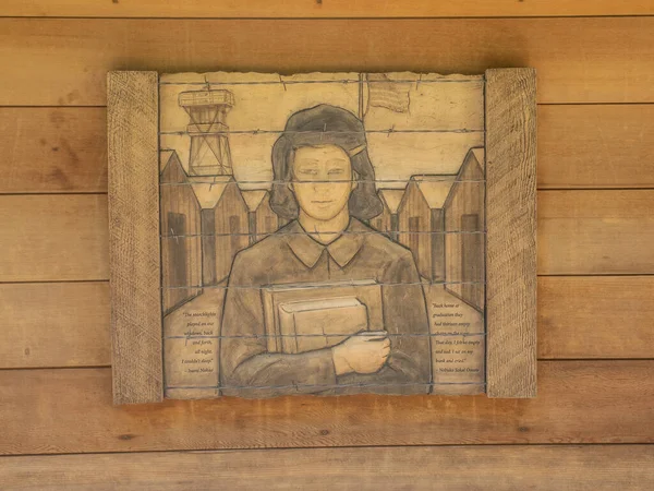 Bainbridge Island Japanese American Exclusion Memorial Открытая Выставка Посвящённая Интернированию — стоковое фото