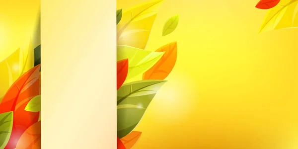 Fondo Amarillo Otoño Con Hojas Color Espacio Copia — Vector de stock