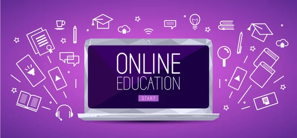 Bannière d'éducation en ligne — Image vectorielle