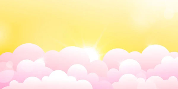 Gele hemel en Rose wolken — Stockvector