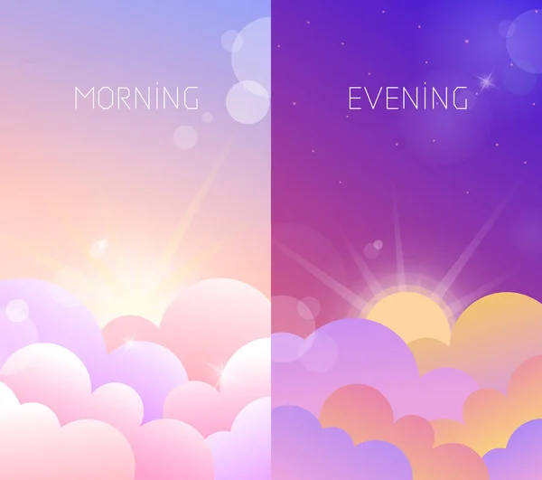 Morgon och kväll himmel illustration — Stock vektor