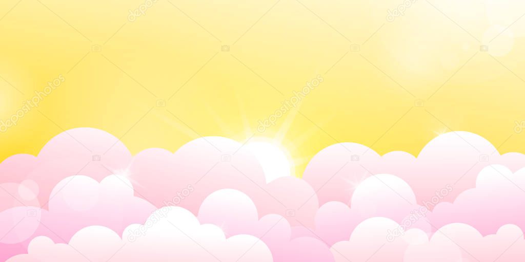 Yellow sky and rose clouds