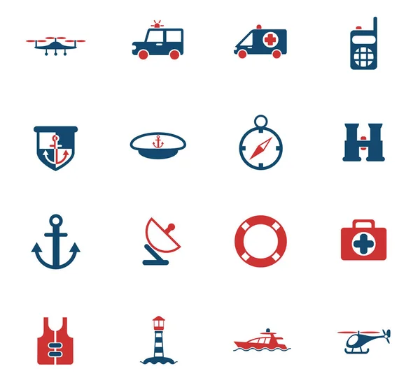 Zestaw ikon straży przybrzeżnej — Wektor stockowy