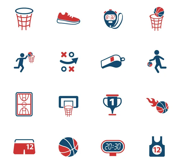 Basketbal kleur pictogramserie — Stockvector