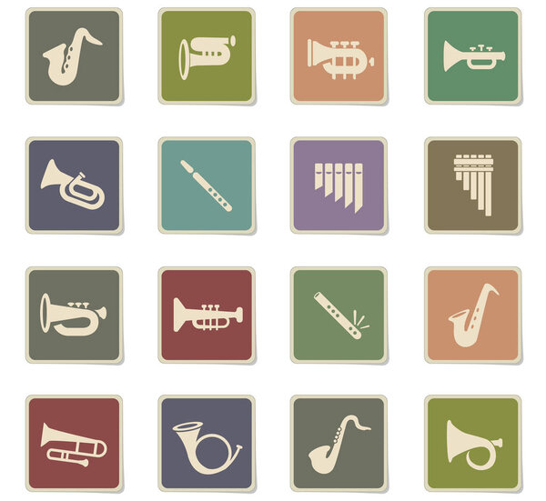 wind instruments icon set