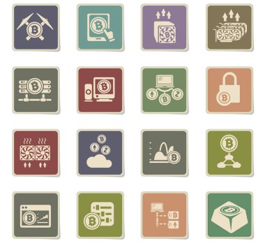 Cryptocurrency ve madencilik Icon set