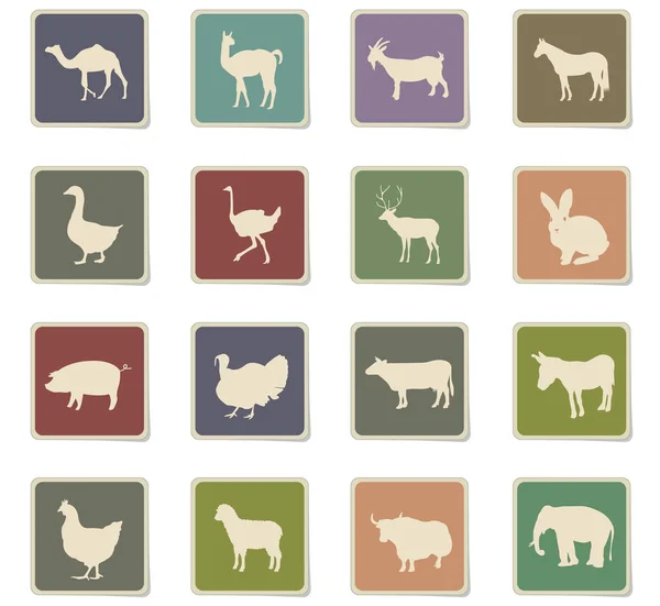 Set ikon hewan ternak - Stok Vektor