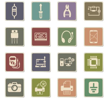 Elektronik web simgeler - Kullanıcı arayüz tasarımı için Kağıt etiketleri onarmak