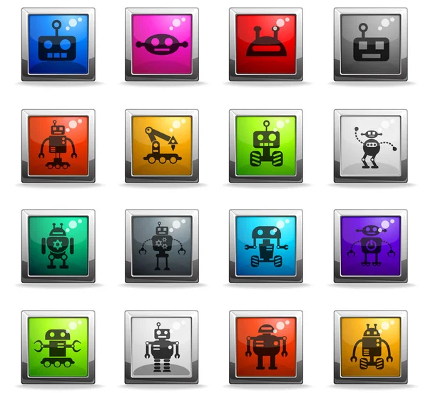 Robots icono conjunto — Vector de stock
