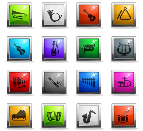 Ensemble d'icônes d'instruments de musique — Image vectorielle