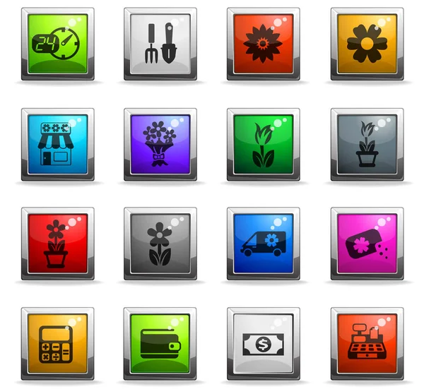 Icon Set für Blumenladen — Stockvektor