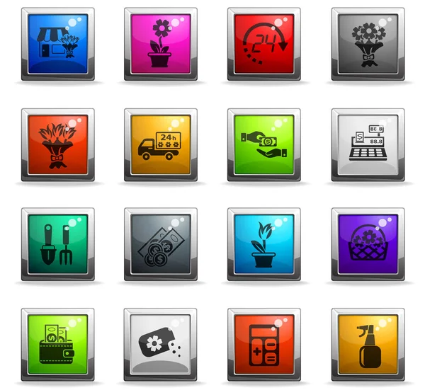 Icon Set für Blumenladen — Stockvektor