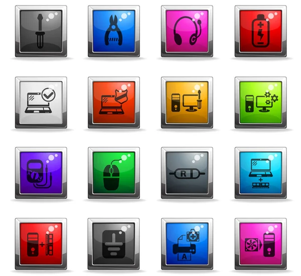 Set di icone di riparazione computer — Vettoriale Stock