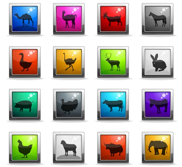 Farm animals icon set — Stock Vector